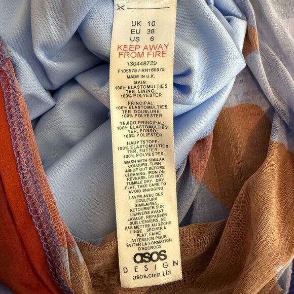 ASOS High Neck Backless Floral Mesh Mini Dress Women's 6 Blue Red Going Out NWT - Picture 16 of 16